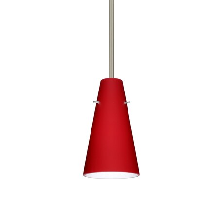 Besa Lighting Cierro Stem Pendant, Ruby Matte, Satin Nickel Finish, 1x9W LED 1TT-4124RM-LED-SN